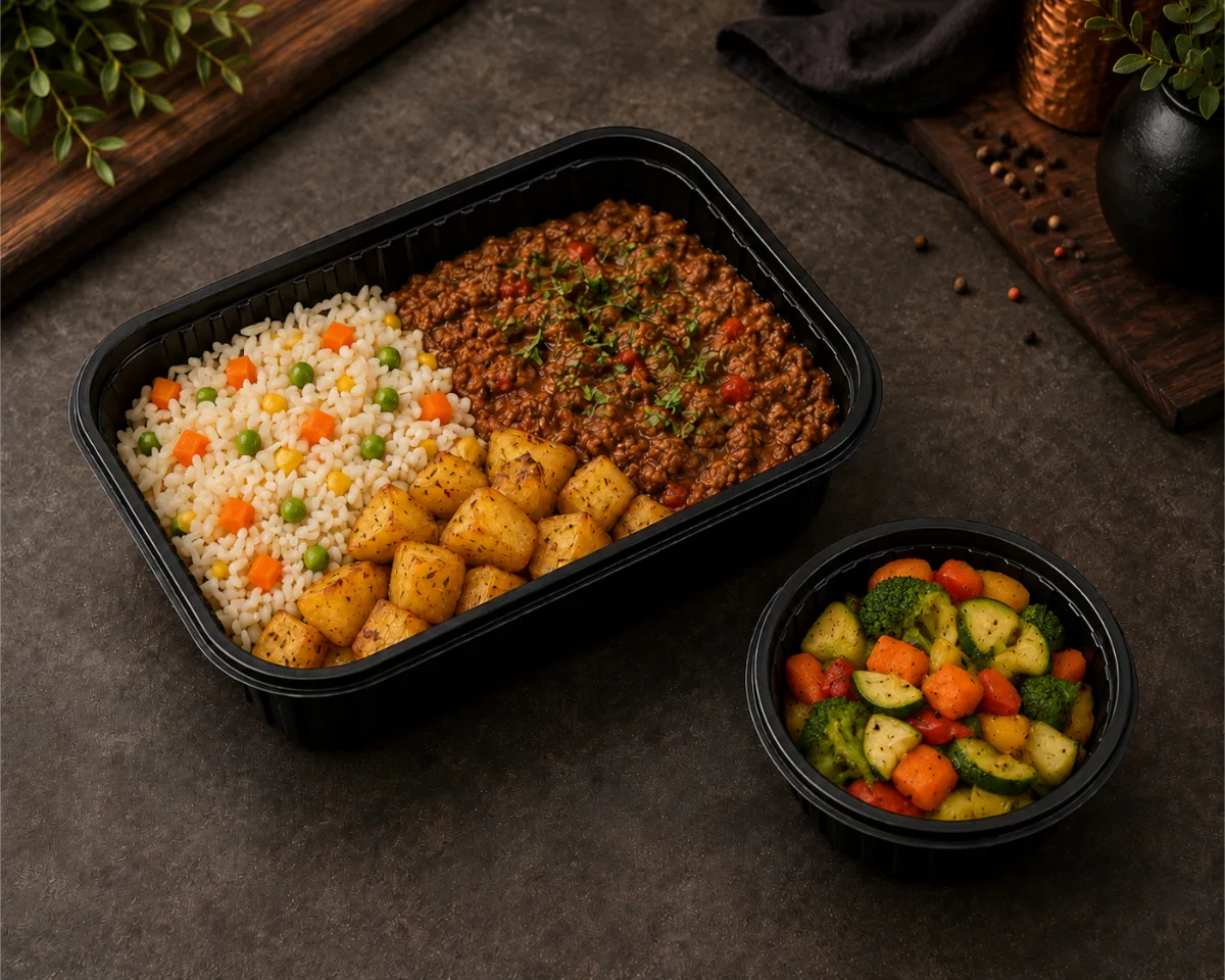 Arroz à jardineira com guisado